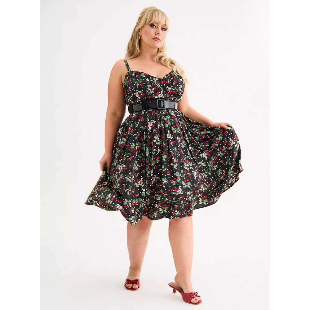 torrid Black Cherry Print Midi Dress